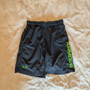 Under Armour Black and Green Athletic Shorts